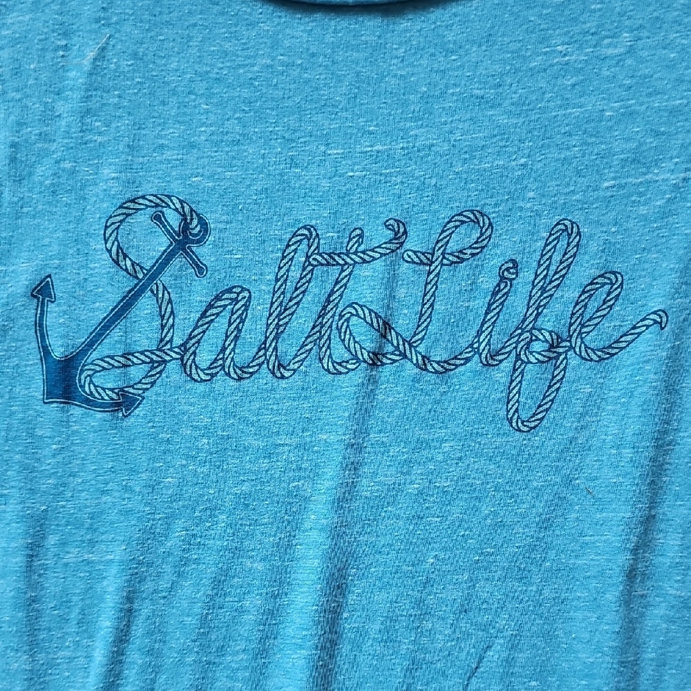 Salt Life Aqua Tee With Anchor Script View 2